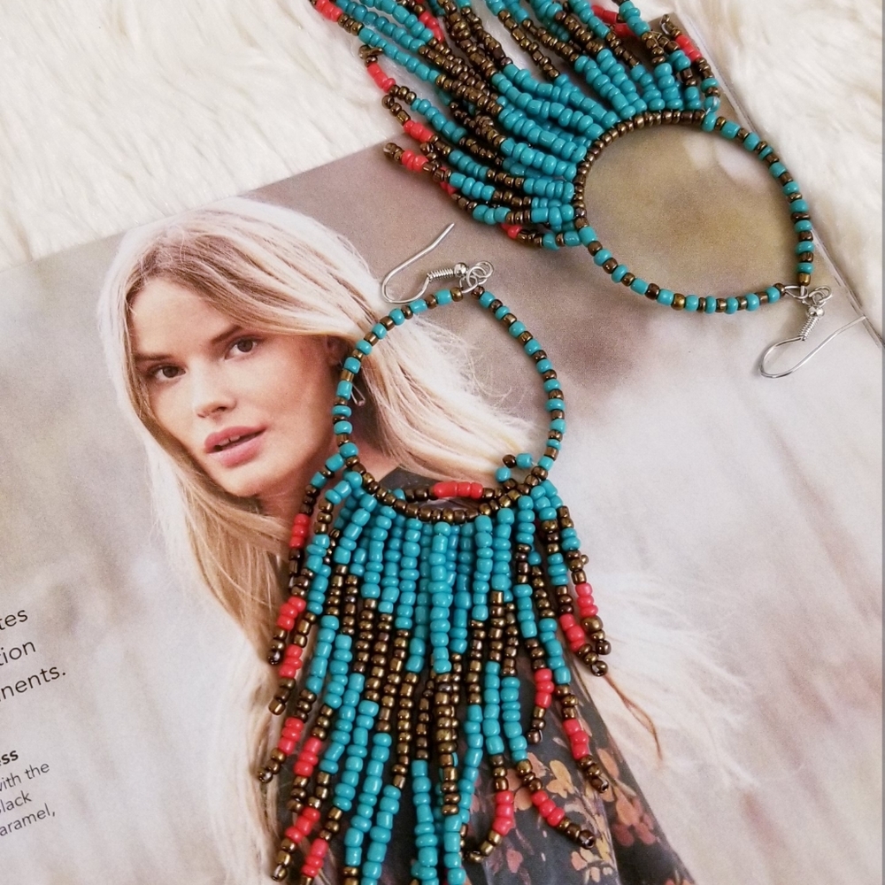 Bohemian Beads Tassel Earrings - Picture 6 of 11